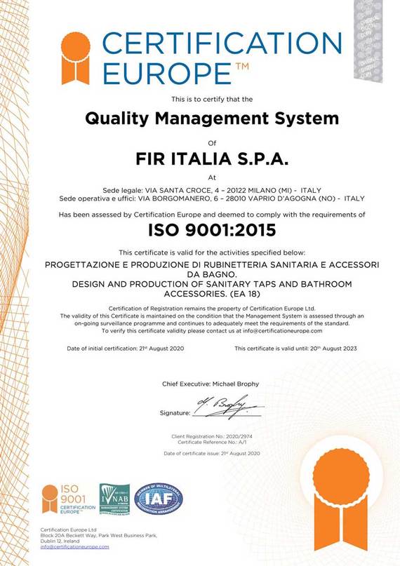 Certificazione ISO 9001-2015